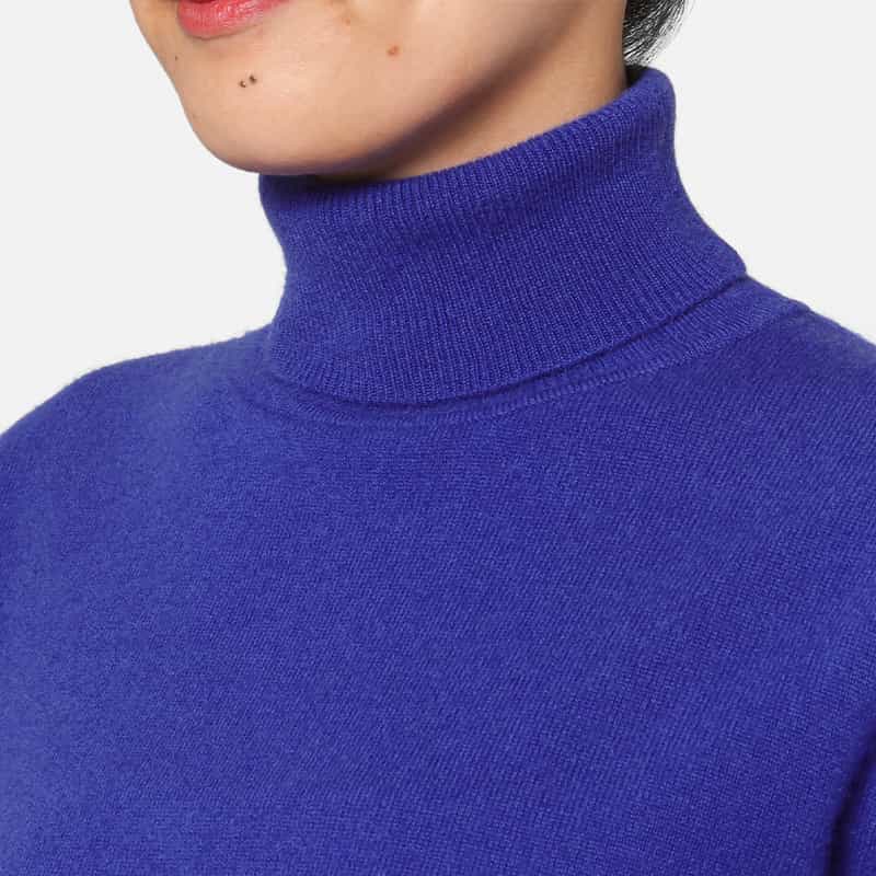 BARNEYS NEW YORK カシミヤ素材 タートルネックニットプルオーバー BLUE