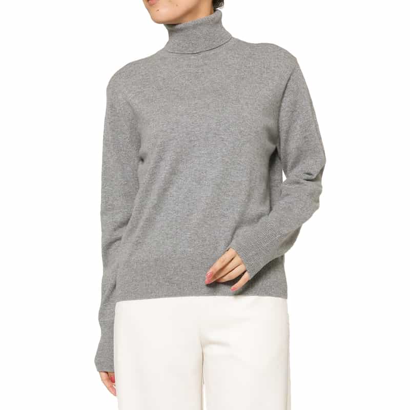 カシミヤ素材 タートルネックニットプルオーバー