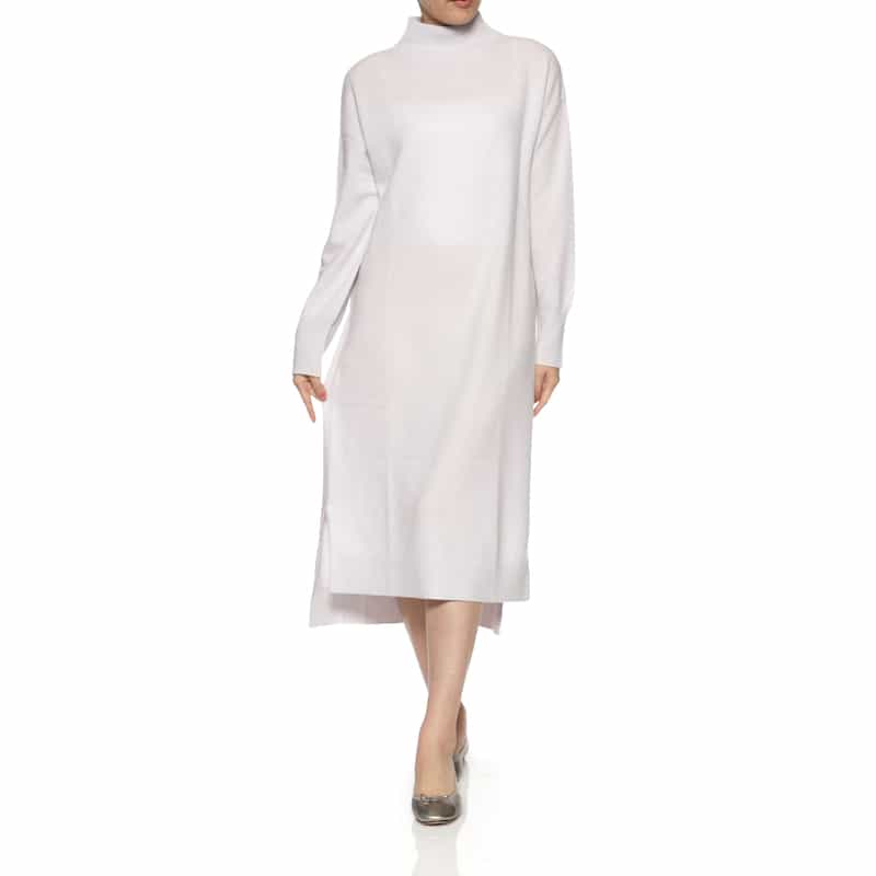 カシミヤ素材モックネックニットドレス