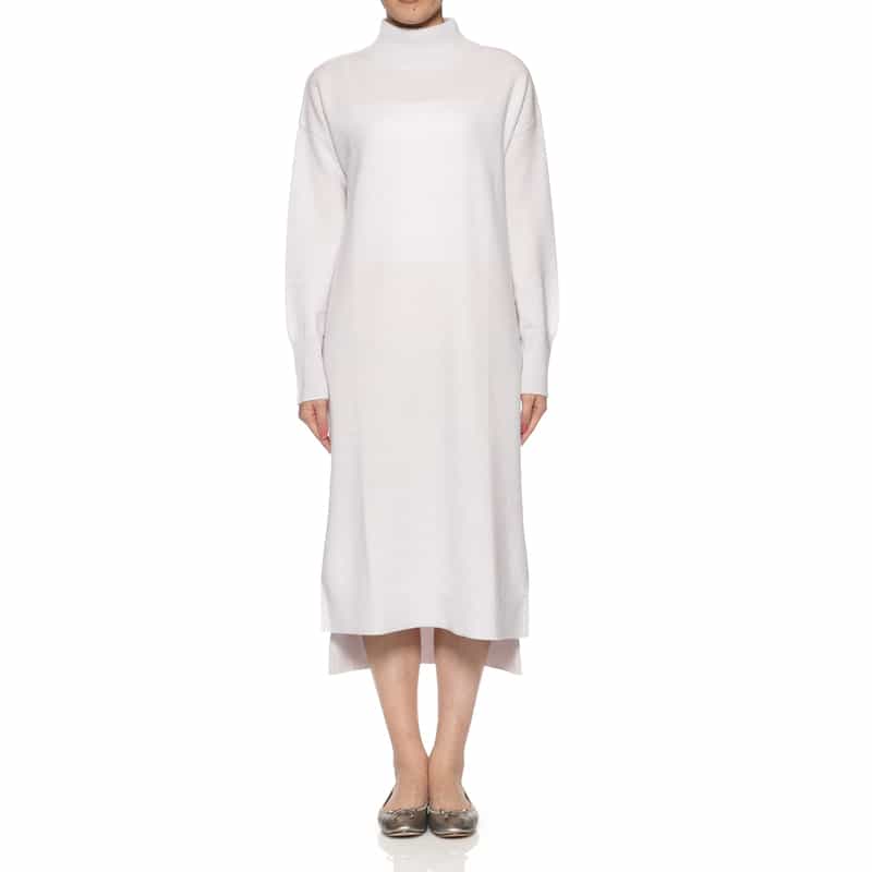 BARNEYS NEW YORK カシミヤ素材モックネックニットドレス OFF WHITE