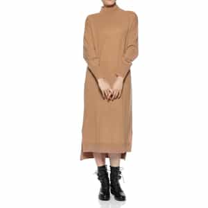 カシミヤ素材モックネックニットドレス
