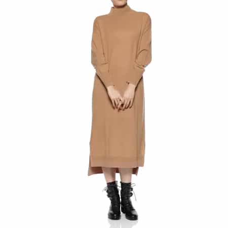 カシミヤ素材モックネックニットドレス