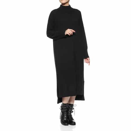 カシミヤ素材モックネックニットドレス