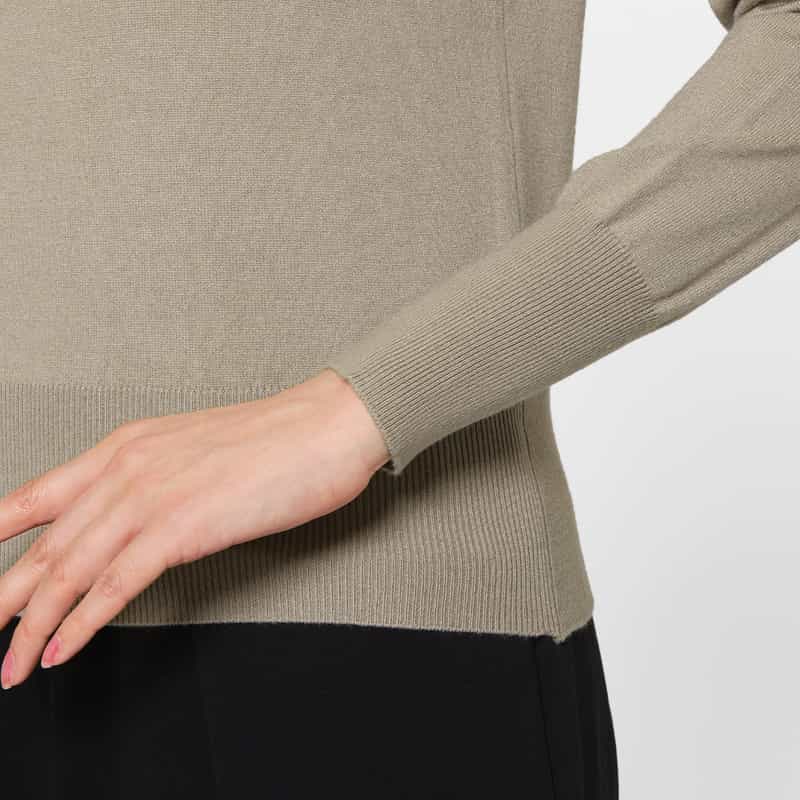 BARNEYS NEW YORK ウォッシャブル モックネックニットプルオーバー BEIGE