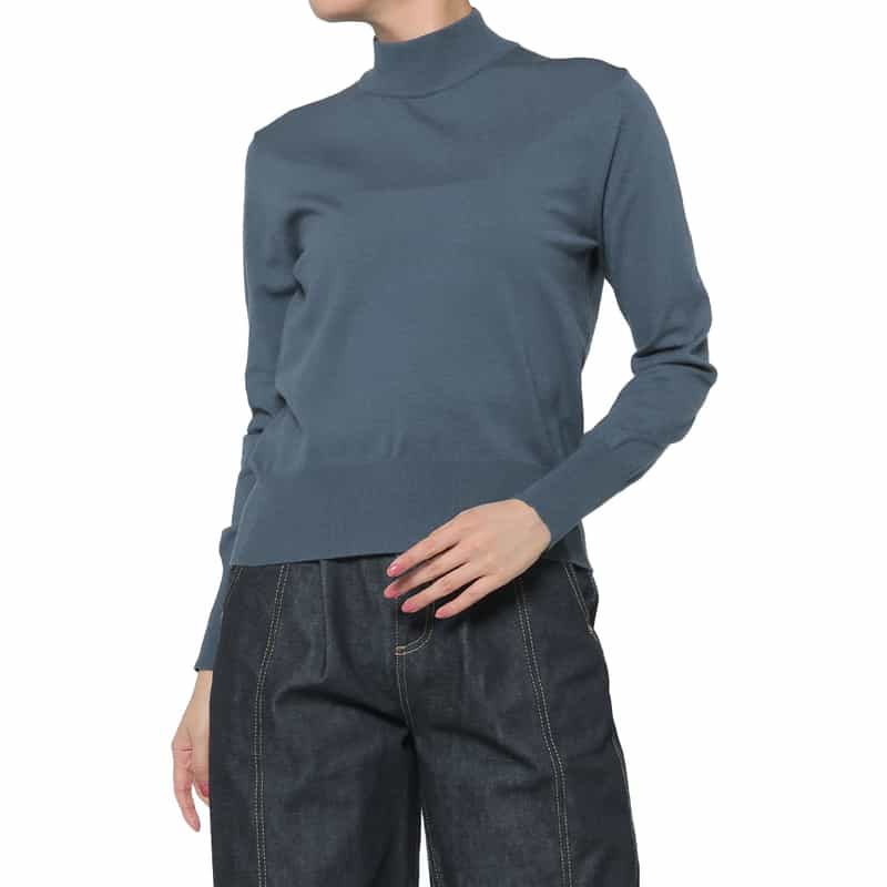 ウォッシャブル モックネックニットプルオーバー