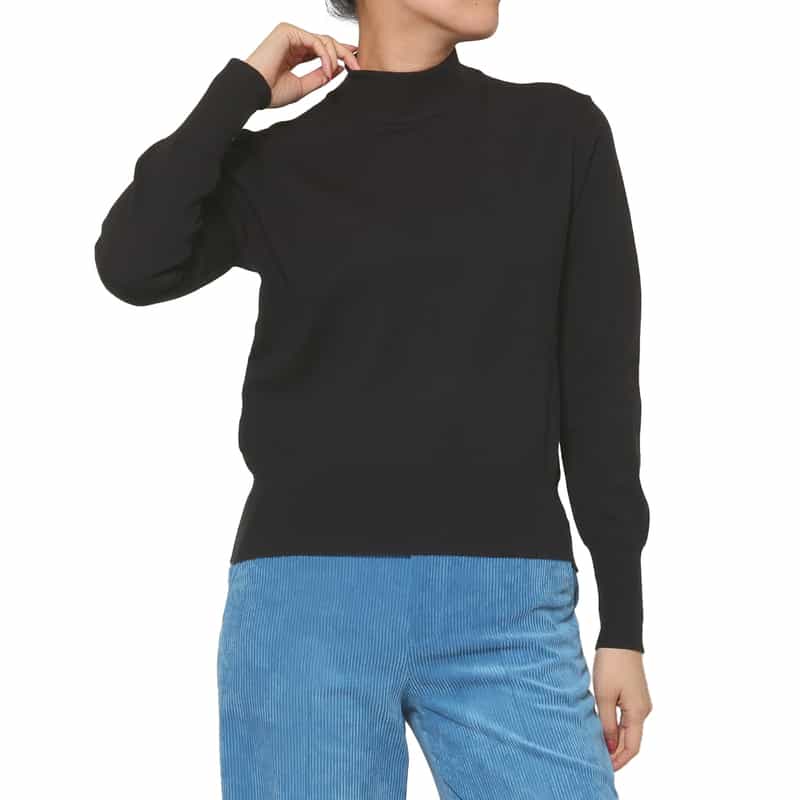 ウォッシャブル モックネックニットプルオーバー