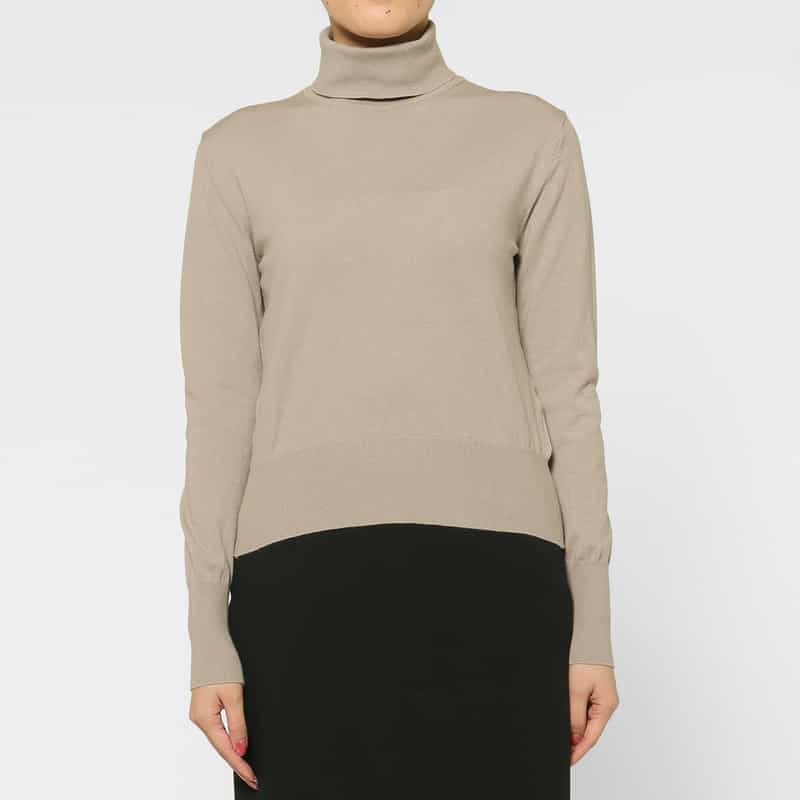 BARNEYS NEW YORK ウォッシャブル タートルネックニットプルオーバー BEIGE
