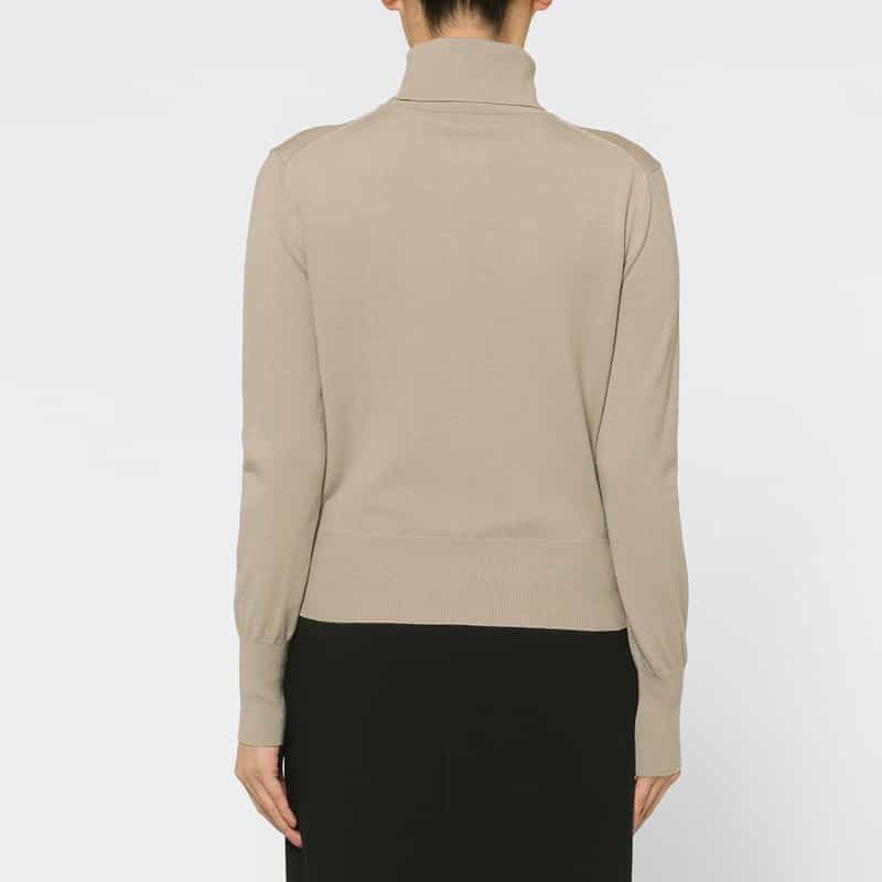 BARNEYS NEW YORK ウォッシャブル タートルネックニットプルオーバー BEIGE