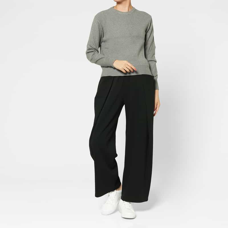 BARNEYS NEW YORK ウォッシャブル エルボーパッチデザインニットプルオーバー GRAY