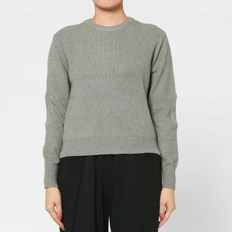 BARNEYS NEW YORK ウォッシャブル エルボーパッチデザインニットプルオーバー GRAY