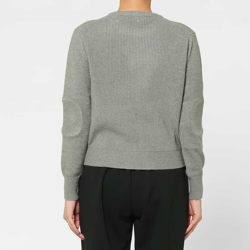 BARNEYS NEW YORK ウォッシャブル エルボーパッチデザインニットプルオーバー GRAY