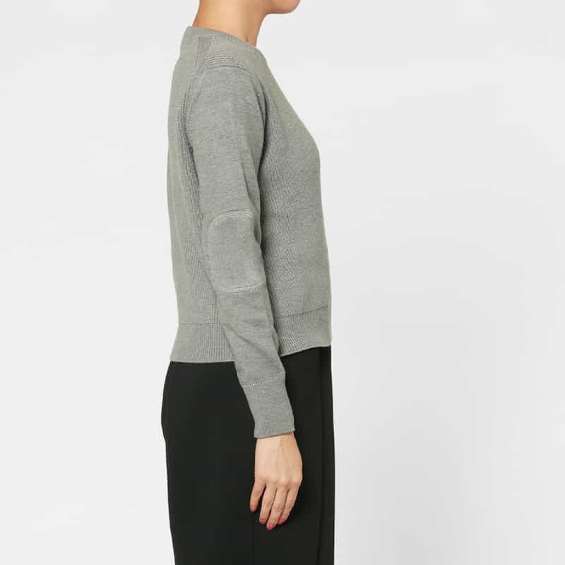 BARNEYS NEW YORK ウォッシャブル エルボーパッチデザインニットプルオーバー GRAY