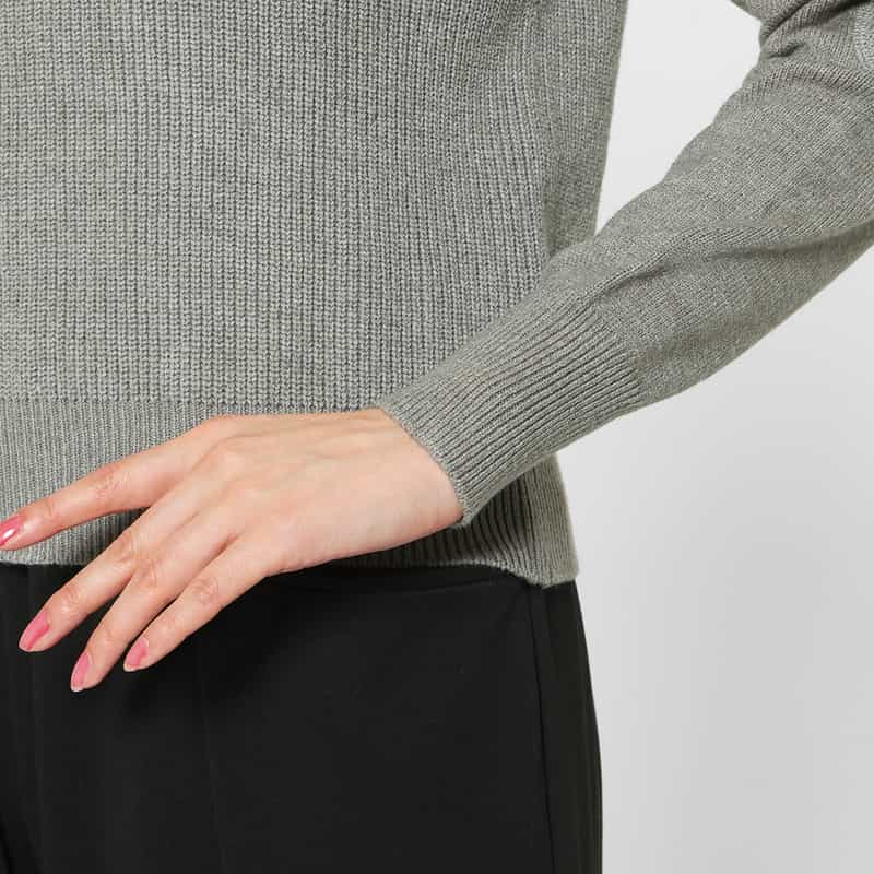 BARNEYS NEW YORK ウォッシャブル エルボーパッチデザインニットプルオーバー GRAY