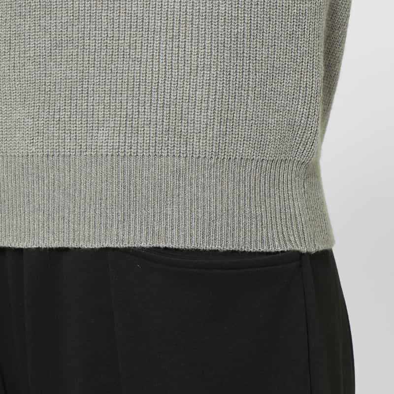 BARNEYS NEW YORK ウォッシャブル エルボーパッチデザインニットプルオーバー GRAY