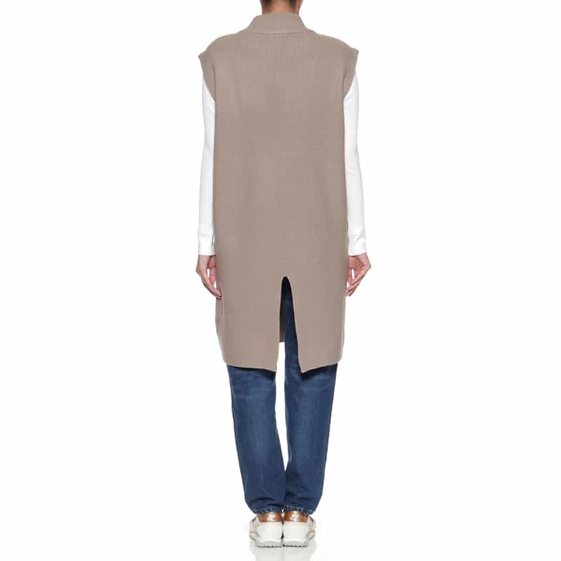 BARNEYS NEW YORK ウォッシャブル ノースリーブ チュニックニットプルオーバー BEIGE