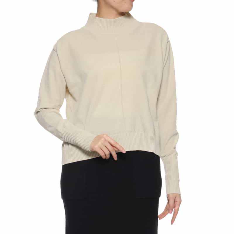 BARNEYS NEW YORK モックネック ニットプルオーバー OFF WHITE