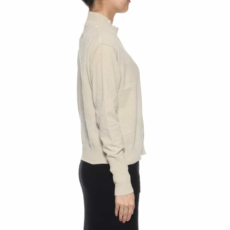 BARNEYS NEW YORK モックネック ニットプルオーバー OFF WHITE