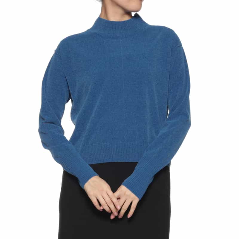 BARNEYS NEW YORK モックネック ニットプルオーバー BLUE