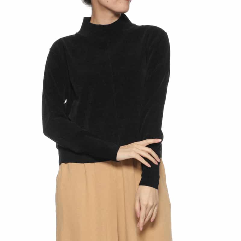 BARNEYS NEW YORK モックネック ニットプルオーバー BLACK