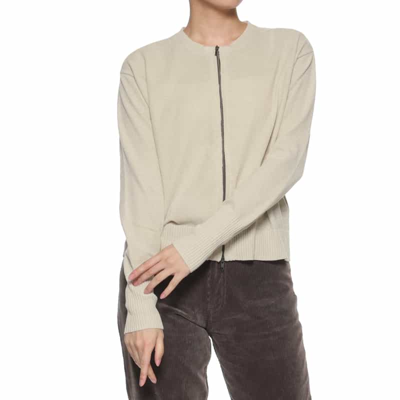 BARNEYS NEW YORK ダブルジップ ニットカーディガン OFF WHITE