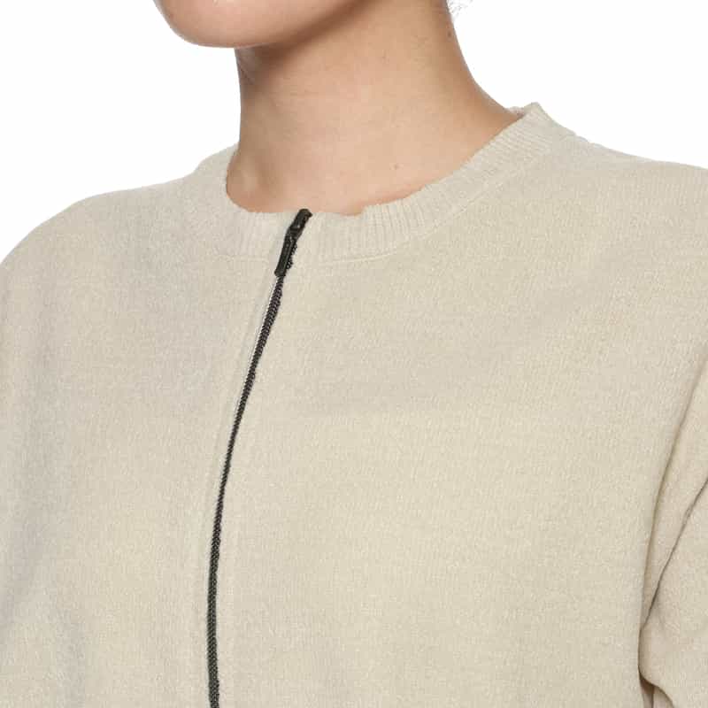 BARNEYS NEW YORK ダブルジップ ニットカーディガン OFF WHITE