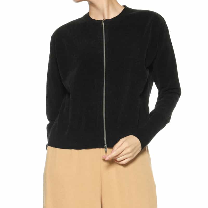 BARNEYS NEW YORK ダブルジップ ニットカーディガン BLACK