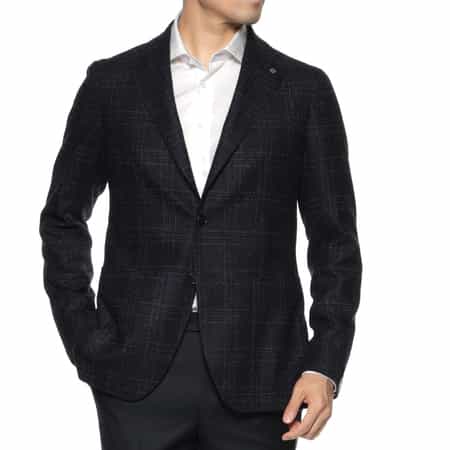 【BARNEYS NEWYORK】美品バーニーズ ラウンドカラー ジャケット 紺 BARNEYS NEWYORK】美品バーニーズ ラウンドカラー ジャケット 紺