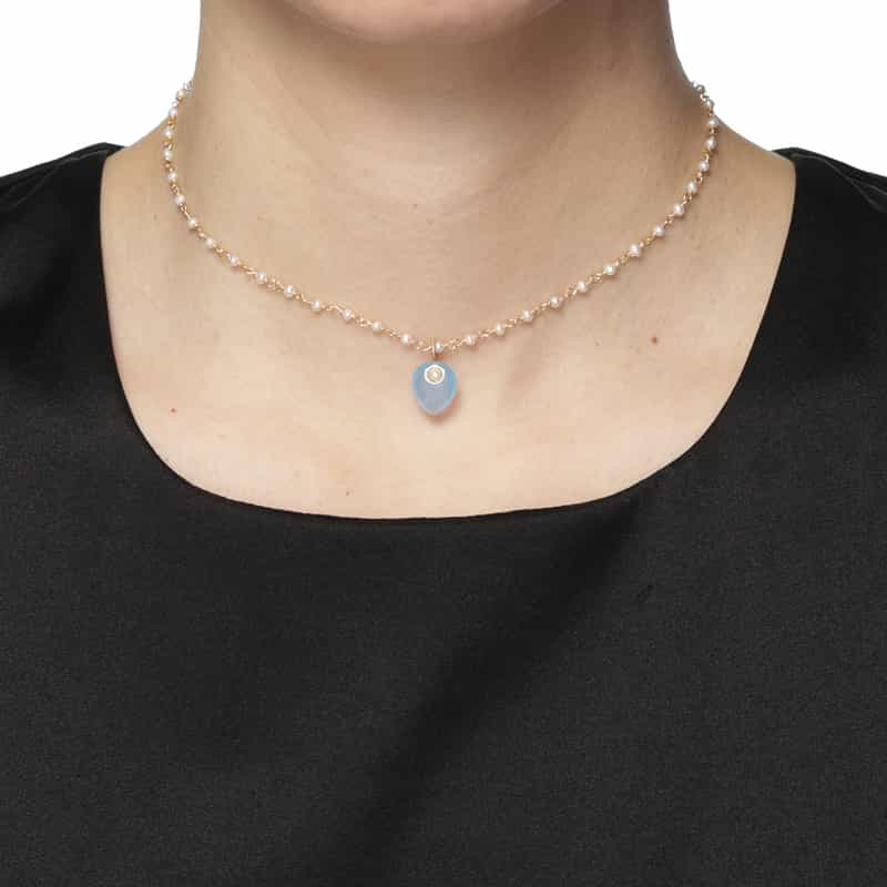 LA SOEUR LA SOEUR＜ラ スール＞ ネックレス （ブルーカルセドニー×パール） GOLD