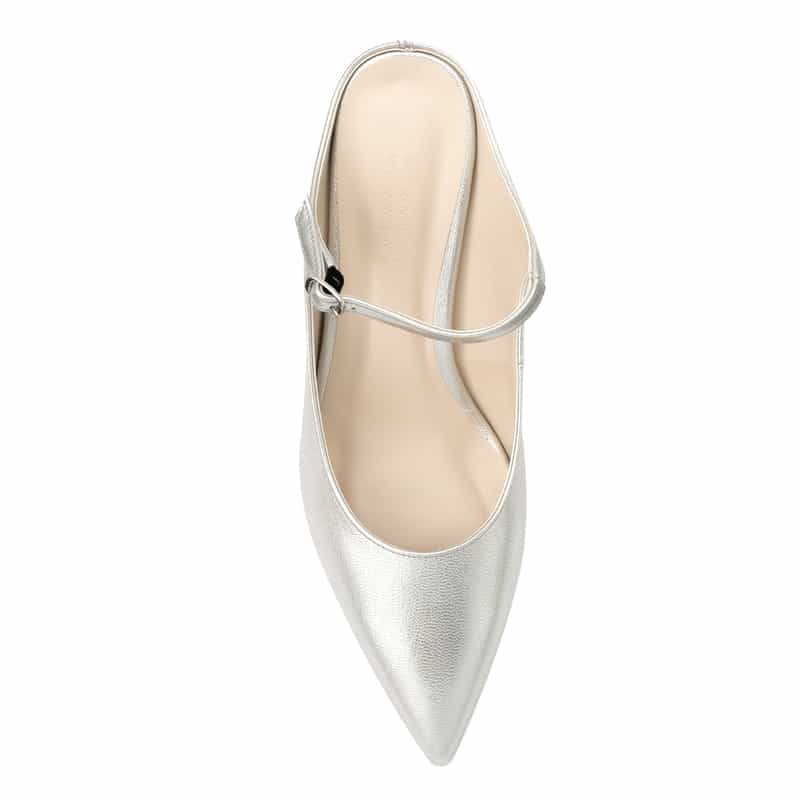 BARNEYS NEW YORK ストラップ ミュールパンプス SILVER
