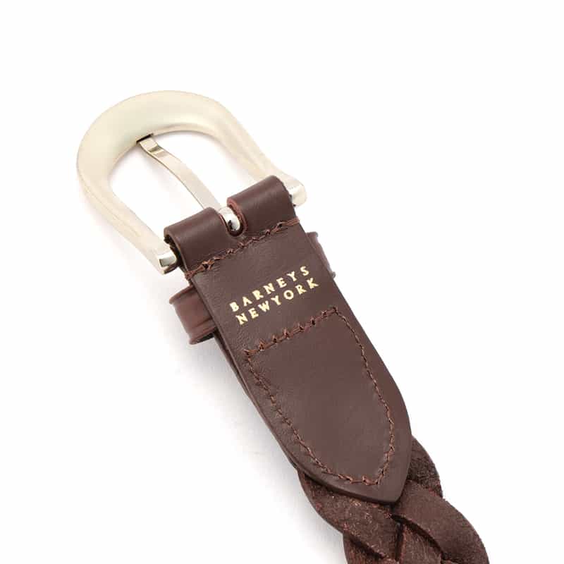 BARNEYS NEW YORK メッシュレザーベルト BROWN
