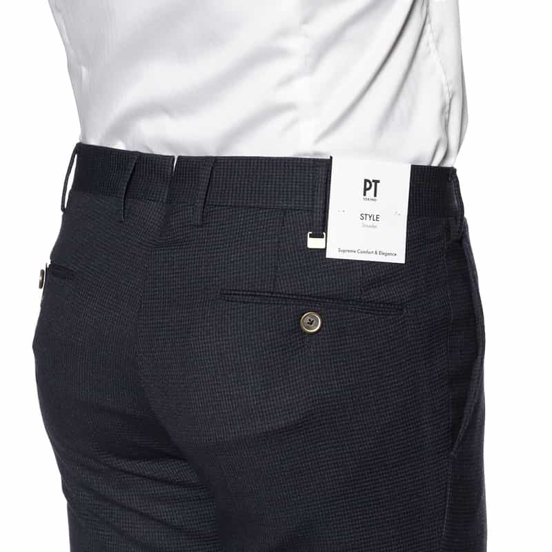 PT TORINO PT TORINO＜ピーティー トリノ＞ マイクロ千鳥柄スラックス"SUPER SLIM" NAVY