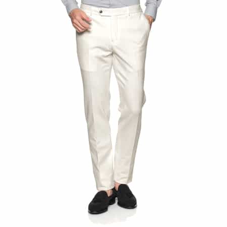 PT TORINO White ストレッチ ポリエステル パンツ 別注】PT TORINO ストレッチホワイトデニム 5ポケット