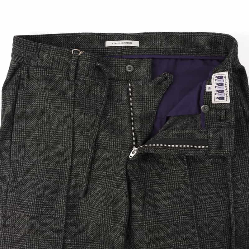 GIABSARCHIVIO GIABSARCHIVIO<ジャブスアルキヴィオ> グレンチェック柄パンツ"MASACCIO" DARK GRAY
