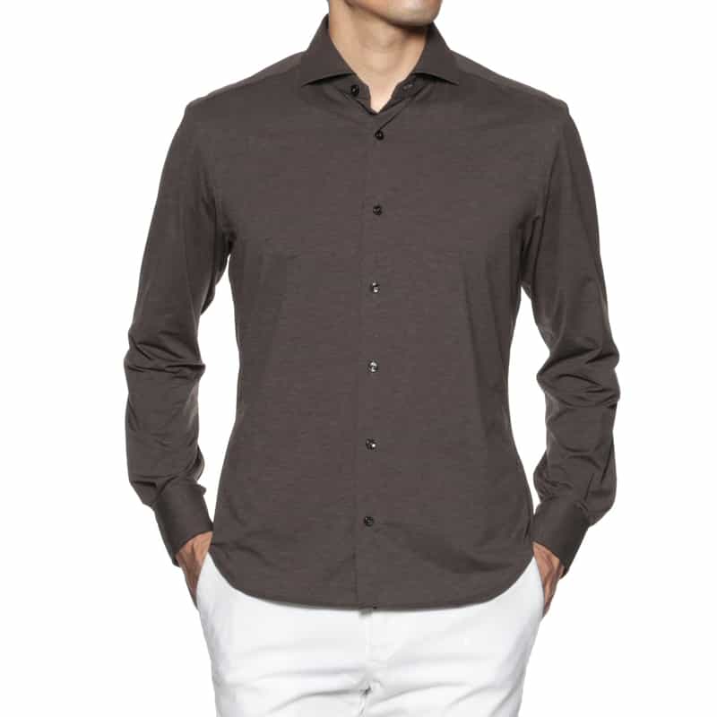 XACUS XACUS＜ザッカス＞ ソリッドシャツ DARK BROWN