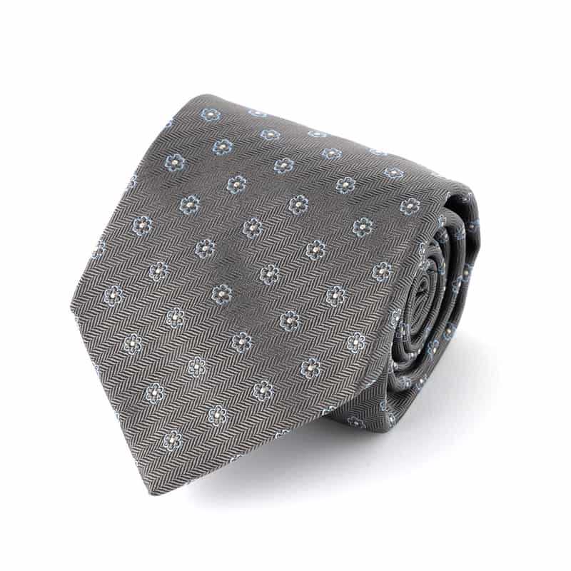 LUIGI  BORRELLI LUIGI BORRELLI＜ルイジボレッリ＞ フラワー小紋柄タイ GRAY