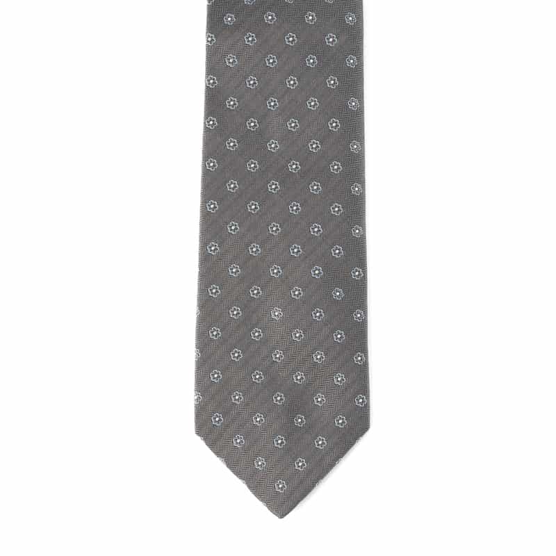 LUIGI  BORRELLI LUIGI BORRELLI＜ルイジボレッリ＞ フラワー小紋柄タイ GRAY