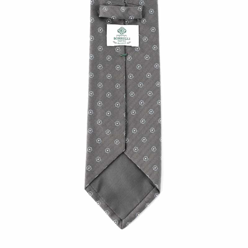 LUIGI  BORRELLI LUIGI BORRELLI＜ルイジボレッリ＞ フラワー小紋柄タイ GRAY