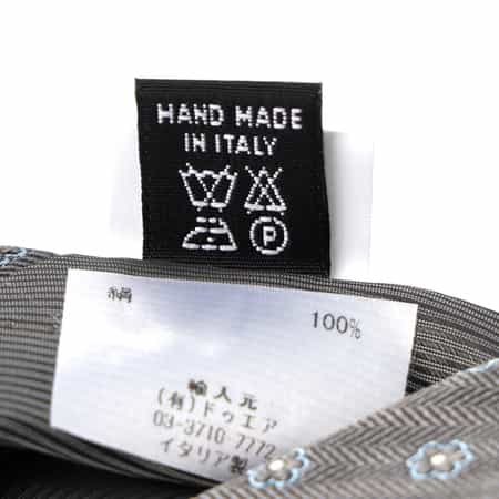 【美品】LUIGI BORRELLI／ルイジボレッリ／小紋柄／オリーブグリーン シルクジャカード小花柄ネクタイ／464063（ネイビー×サックス