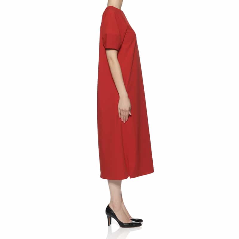 BARNEYS NEW YORK ウォッシャブル ランタンスリーブドレス RED