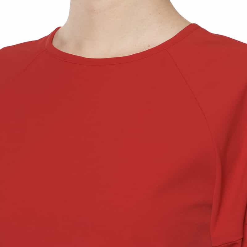 BARNEYS NEW YORK ウォッシャブル ランタンスリーブドレス RED