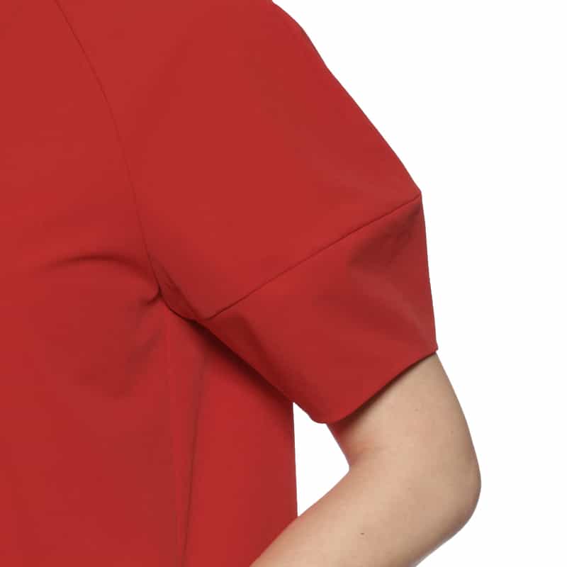 BARNEYS NEW YORK ウォッシャブル ランタンスリーブドレス RED