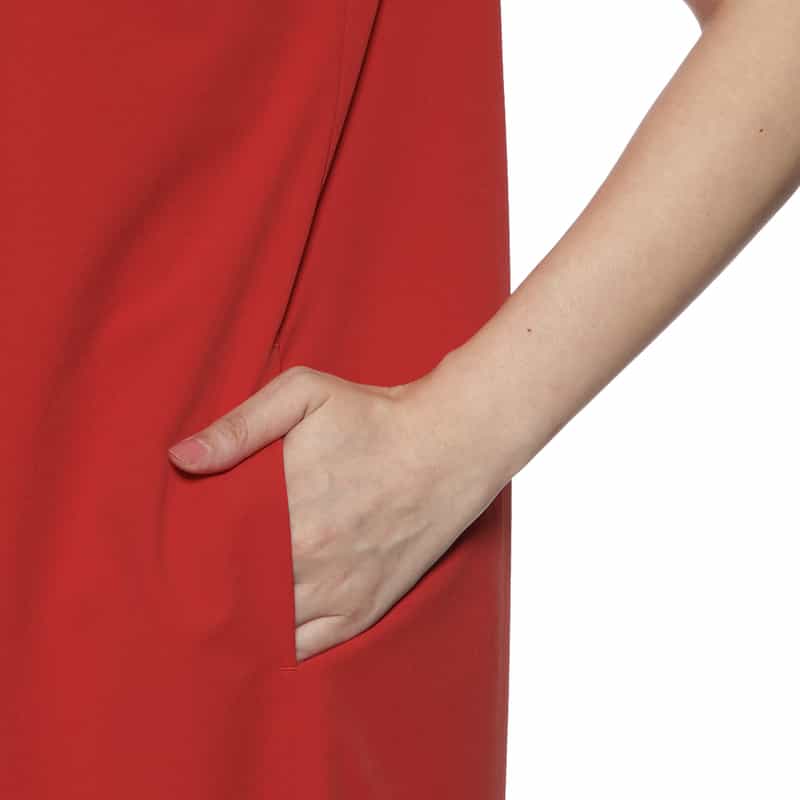 BARNEYS NEW YORK ウォッシャブル ランタンスリーブドレス RED