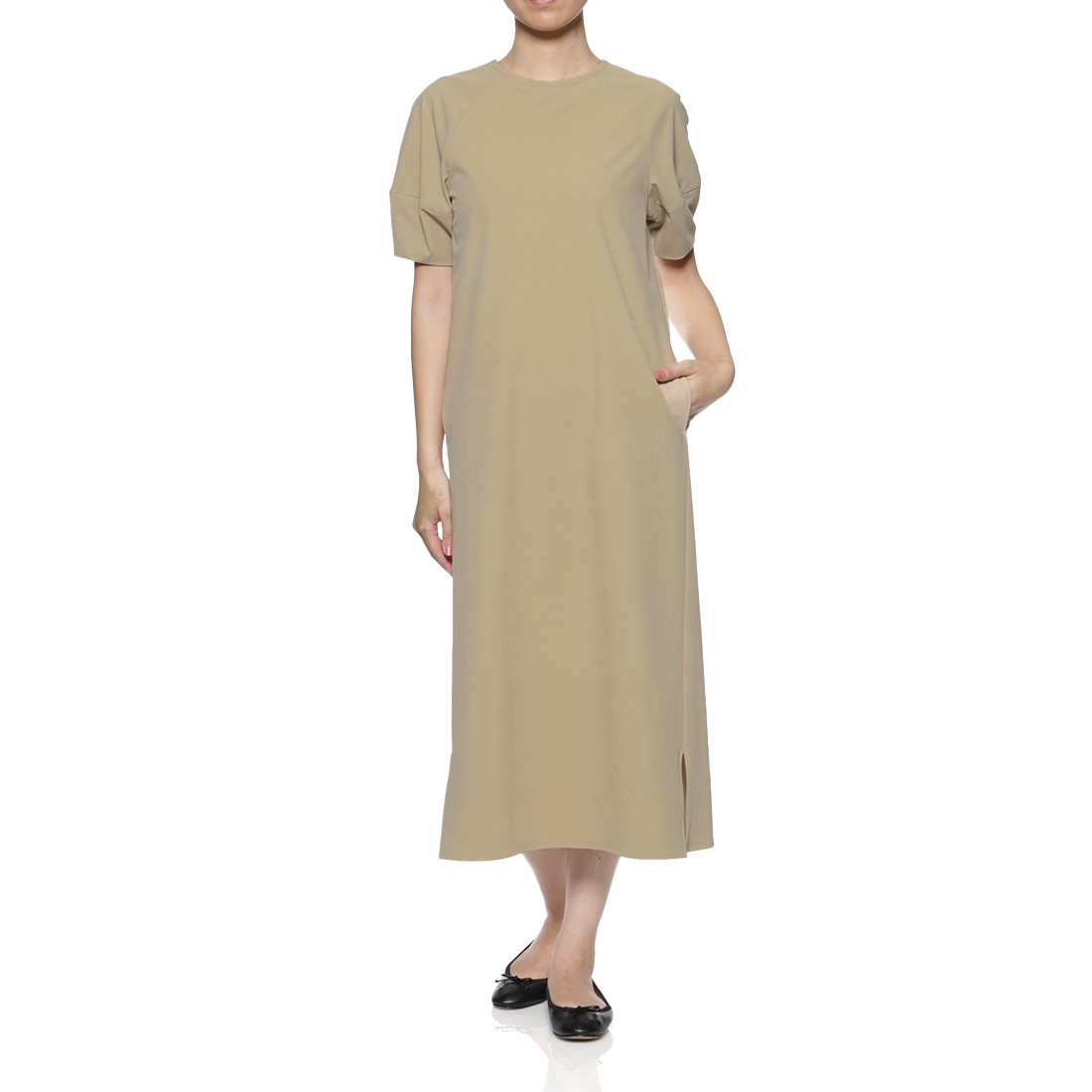 ウォッシャブル ランタンスリーブドレス