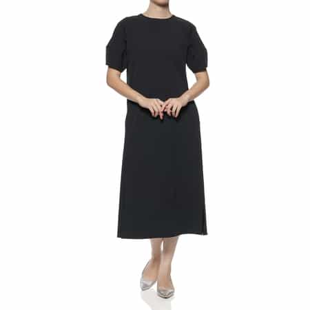BARNEYS NEWYORK 総柄ワンピース ホワイト 40 Vネック シック セットアップ ウォッシャブル クルーネックタイトドレス