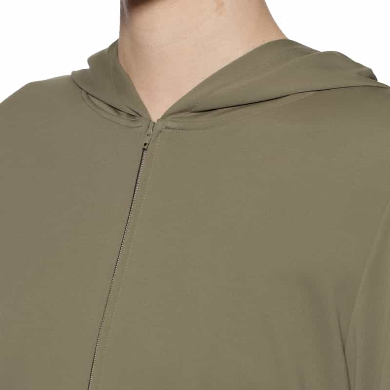 BARNEYS NEW YORK セットアップ ウォッシャブル水陸両用フリル付きジップアップフーディ KHAKI