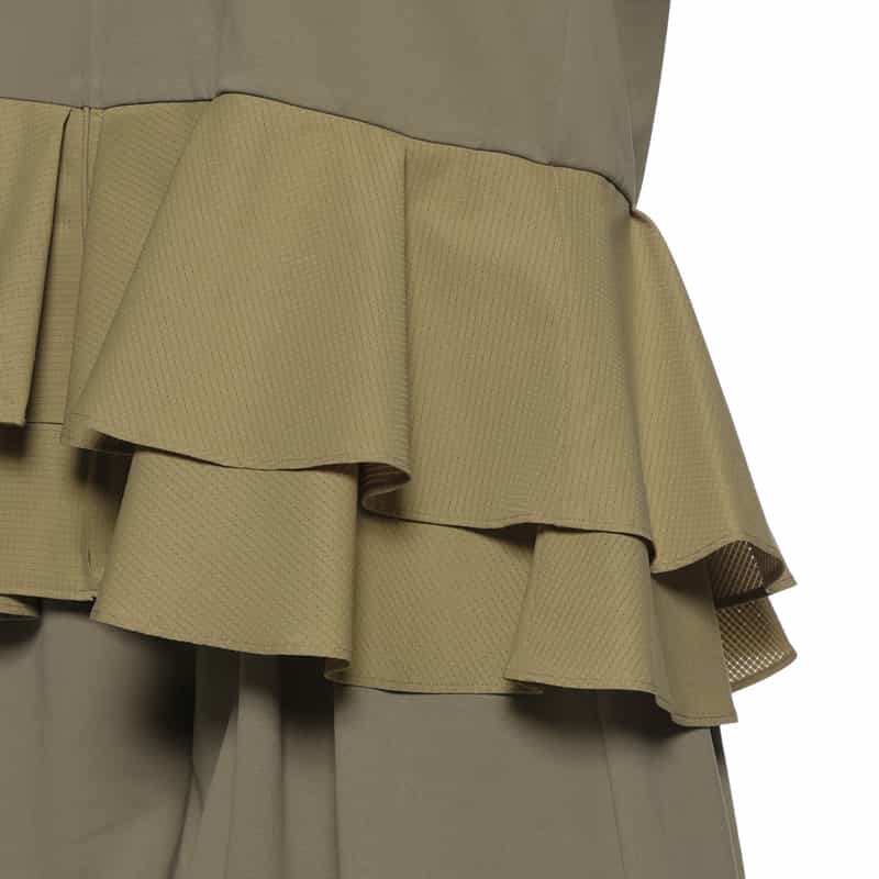 BARNEYS NEW YORK セットアップ ウォッシャブル水陸両用フリル付きジップアップフーディ KHAKI