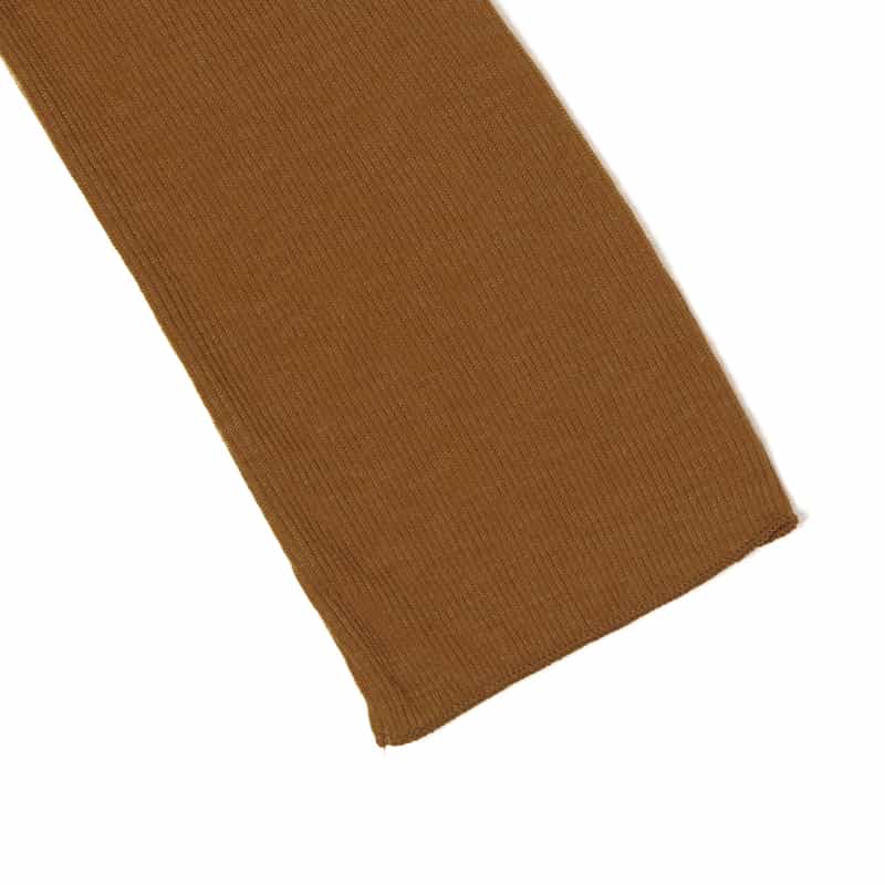 BARNEYS NEW YORK ウォッシャブル タートルネックシアーリブニットプルオーバー CAMEL