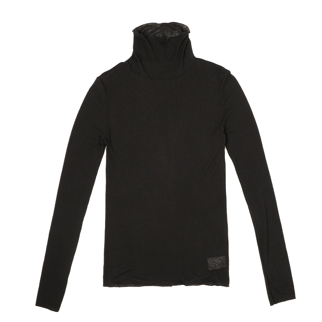 ウォッシャブル タートルネックシアーリブニットプルオーバー