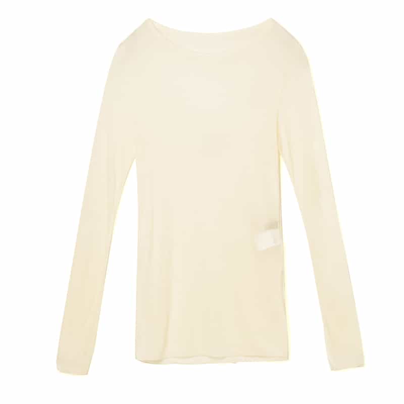 BARNEYS NEW YORK ウォッシャブル ボートネックシアーニットプルオーバー IVORY