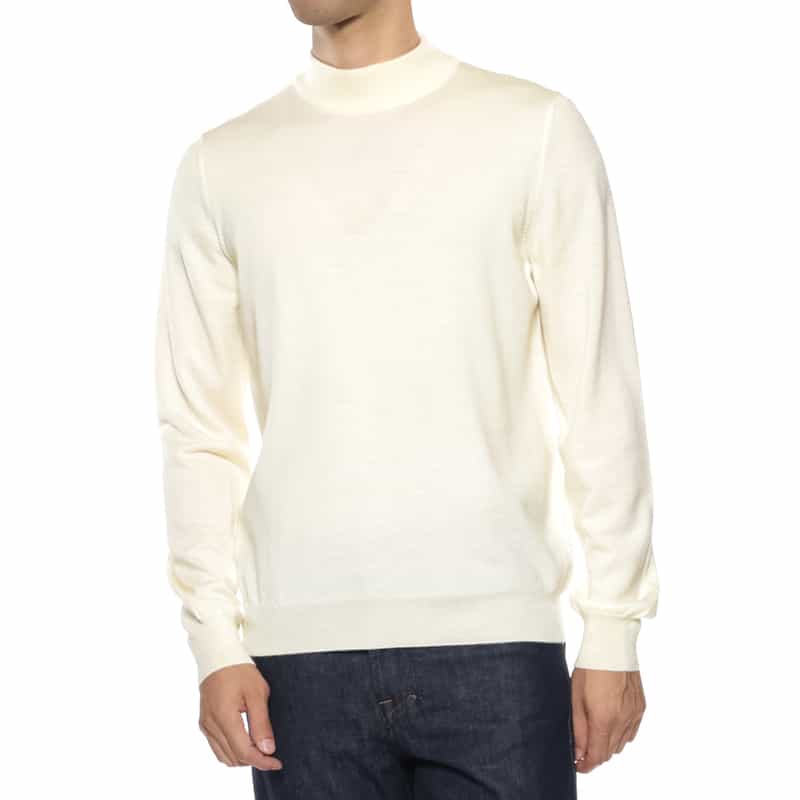 GRANSASSO GRANSASSO＜グランサッソ＞ モックネックニットプルオーバー WHITE